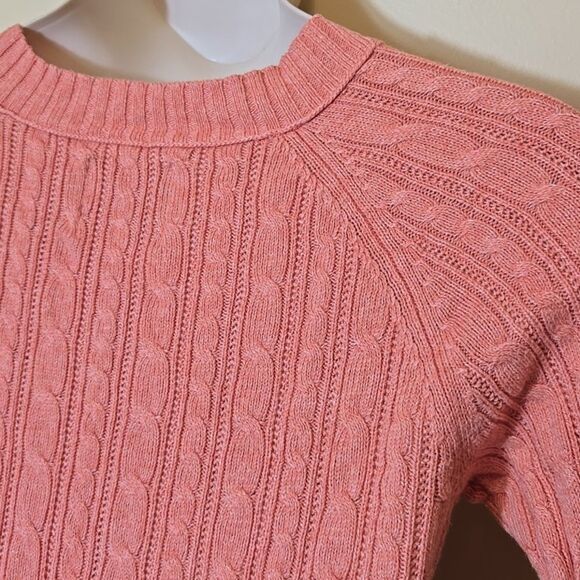 American Eagle Y2K Cable Knit Sweater Size XL Long Length Sleeve Ribbed Deep V - Picture 5 of 10